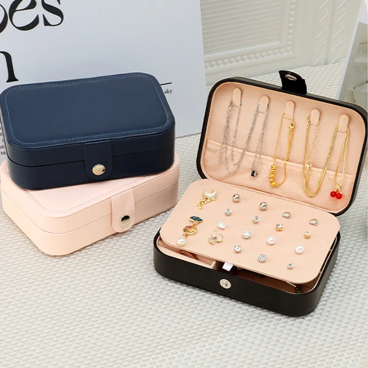 Wholesale Luxury Jewelry Storage Box Packaging Case Necklace Earring Organizer Box Pu Leather