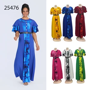 Wholesale New Summer Women's Printed Round Neck Belt Short Sleeve Fashionable Breathable Dress