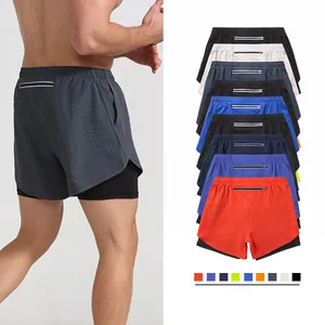 Men's Quick-Drying Double Layer Fitness Shorts New Sport Workout Training Sports Gym Shorts