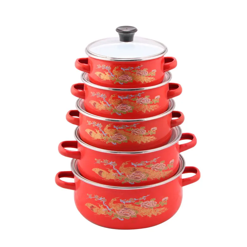 673dg enamel cookware set cast iron