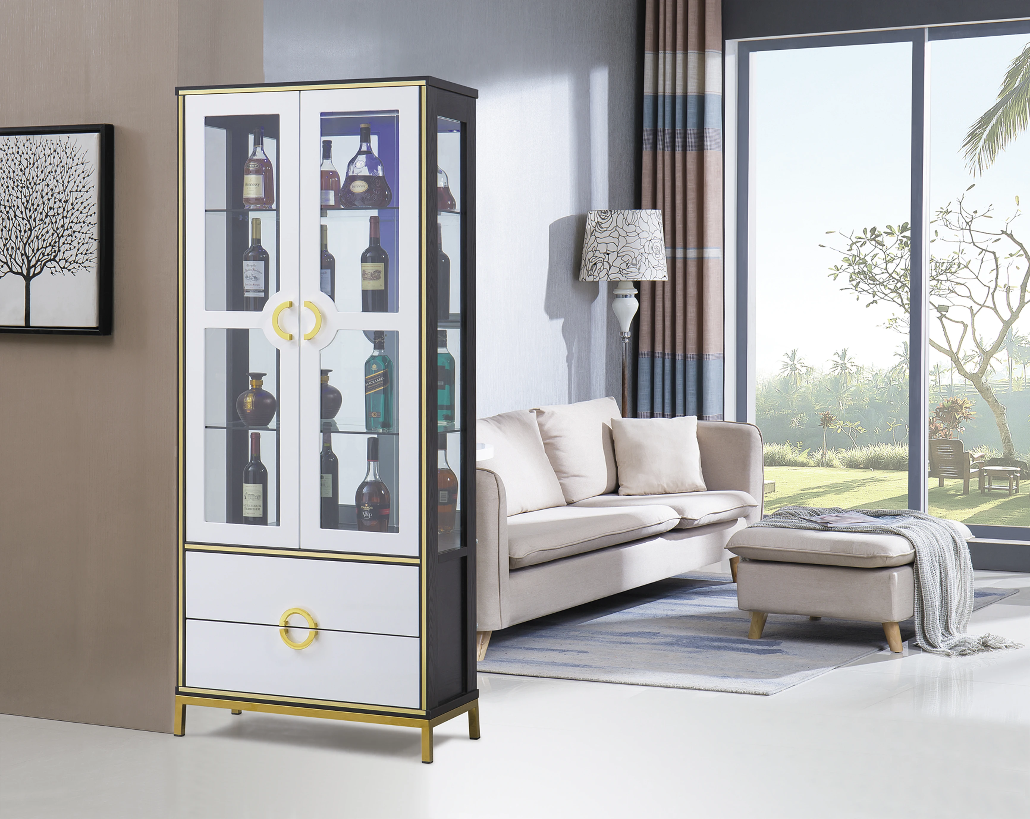 Современный роскошный стеклянный винный шкаф выдвижной для дома