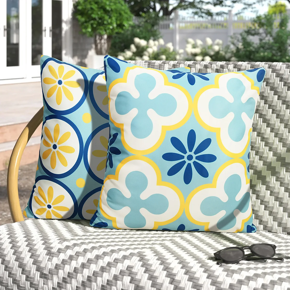 High Quality Bohemian Geometric Style Square Outdoor Cushion Waterproof Floral Pattern Pillow Cover for Camping