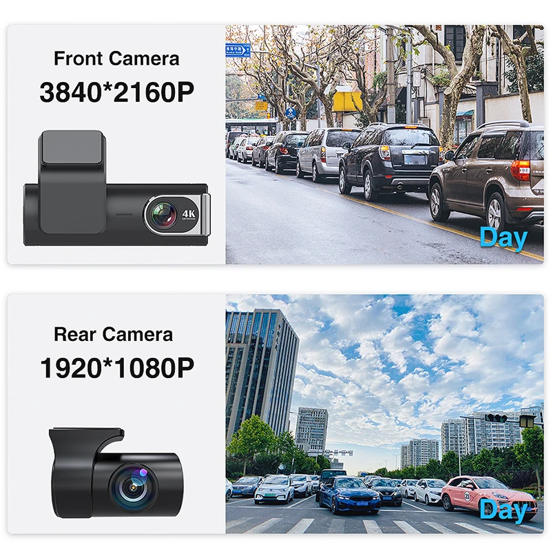 4K Dash Cam 2160P Встроенный GPS Wi-Fi Автомобильный видеорегистратор 24 часа в сутки для парковочной системы 1440P Обратный HD ночное видение 140 FOV запись вождение