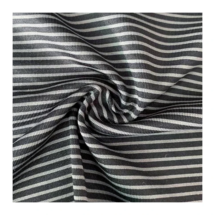 Wholesale Economical Black And White Stripe Spandex Stretch Fabric 88
