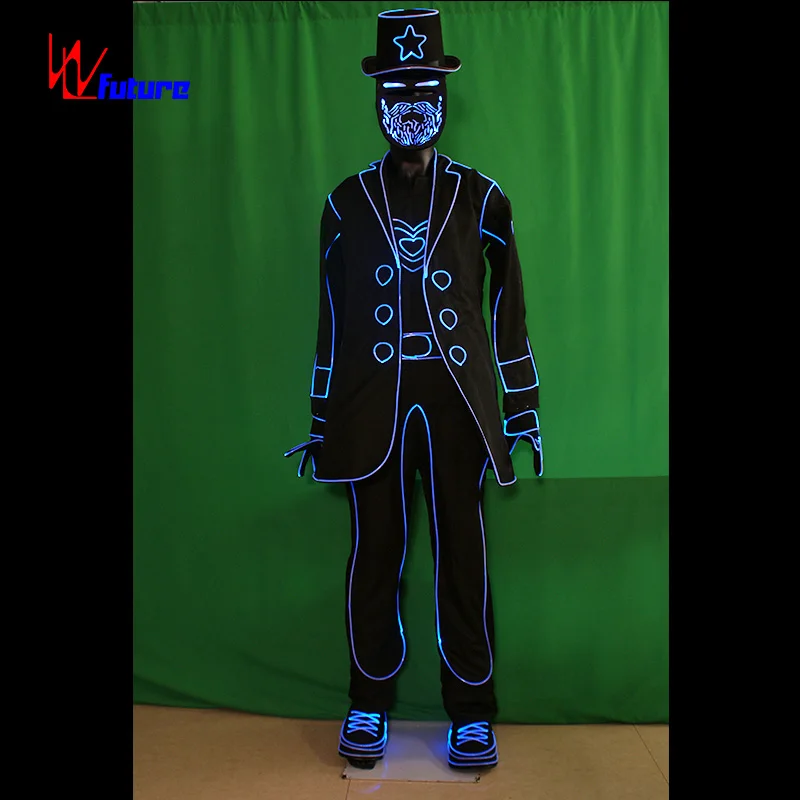 Future LED Tron Dance Fiber Optice Clothing Wireless Controlled Light Balance Costumes for Dancing