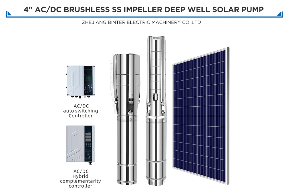 4inch Ac/dc Solar Panel Submersible Water Pumps for Homes