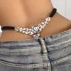 Cadena para ropa interior con pedrería irregular estilo 6 - Plata
