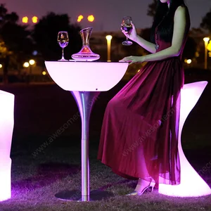 16-Color Rechargeable LED Coffee Table for Hotel Commercial Furniture Modern  Waterproof Colored Lighted Made Plastic