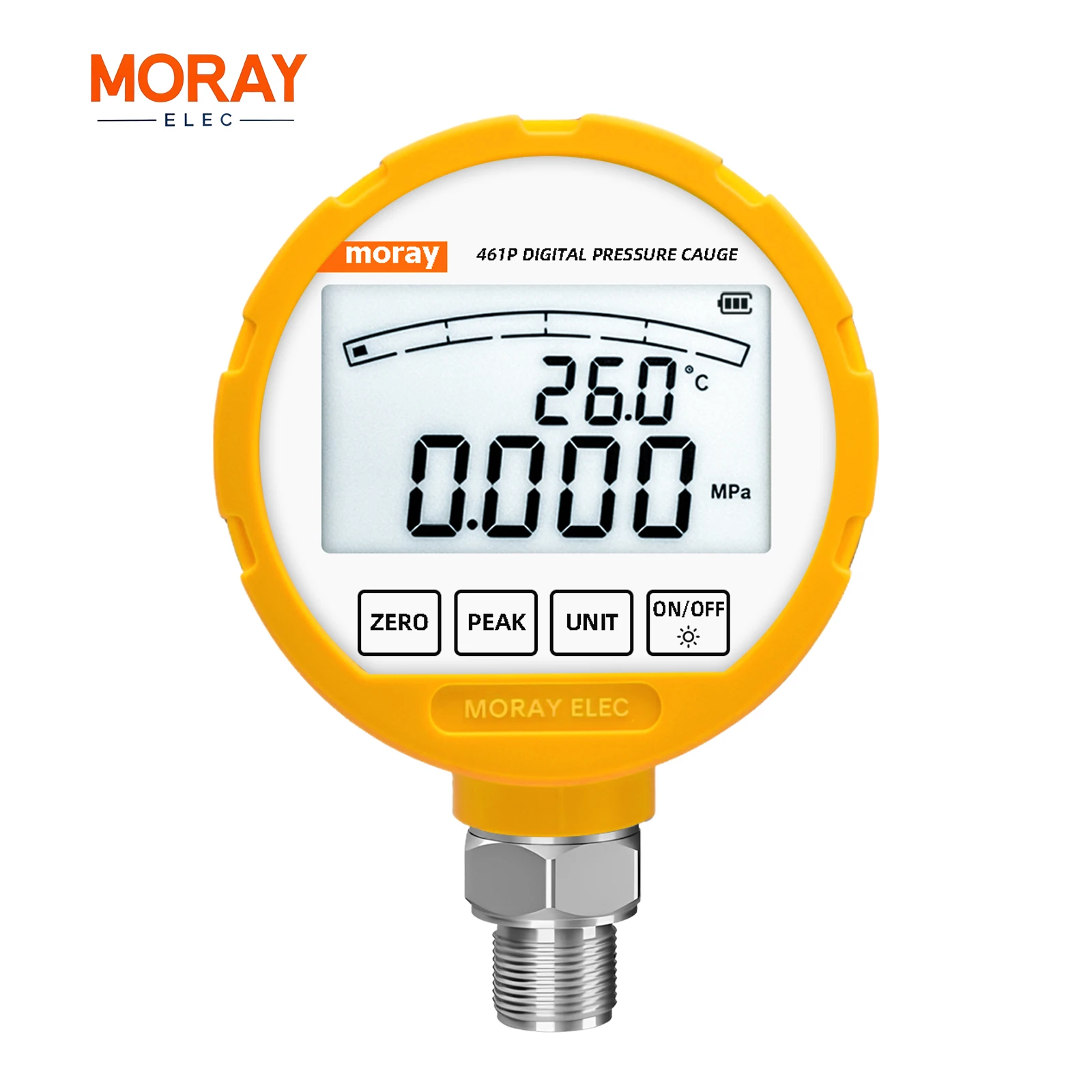 MORAY ME461P Rubber Protector Dustproof Accuracy 0.5%FS Diaphragm LCD Hydraulic Pressure Gauge Set Fuel Manometer