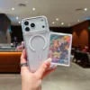 Silver White + Transparent Magnetic Card Holder