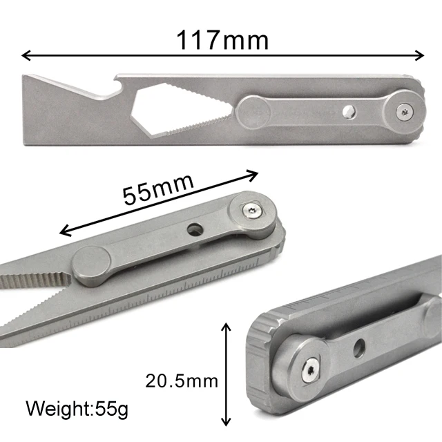 Titanium Pry bar with Wrench Screwdriver Bottle Opener Pocket Tool EDC