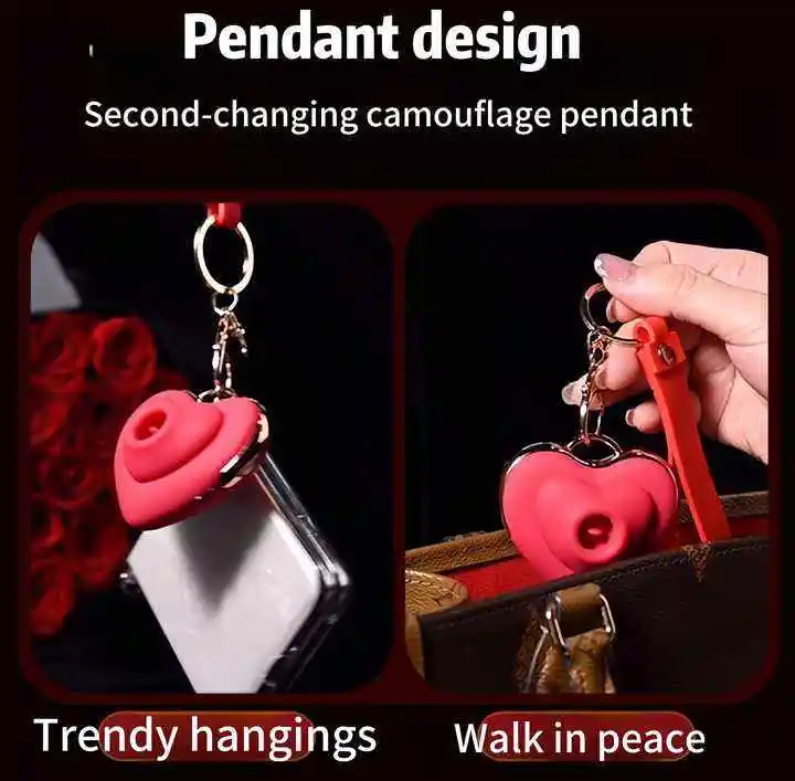 Heart-shaped vibrator licking sucking clitoral stimulator front view