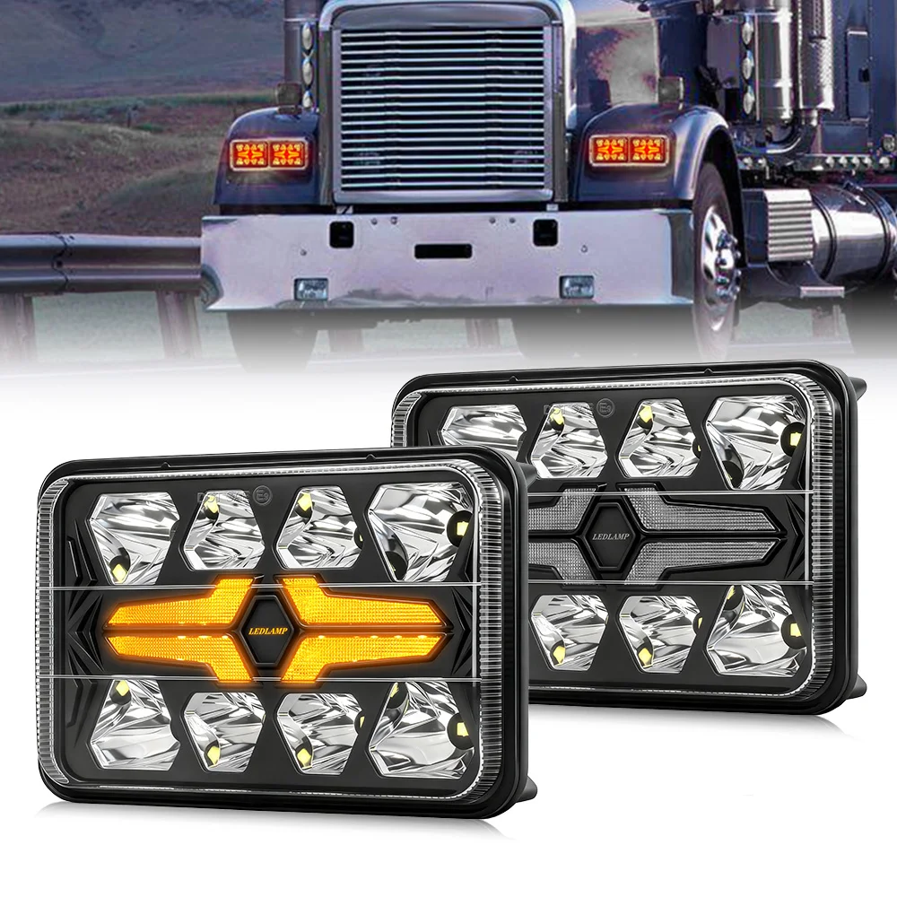自動車用4x6 LEDヘッドライトH4スクエア高低密封ビーム2a1 1a1 H4652