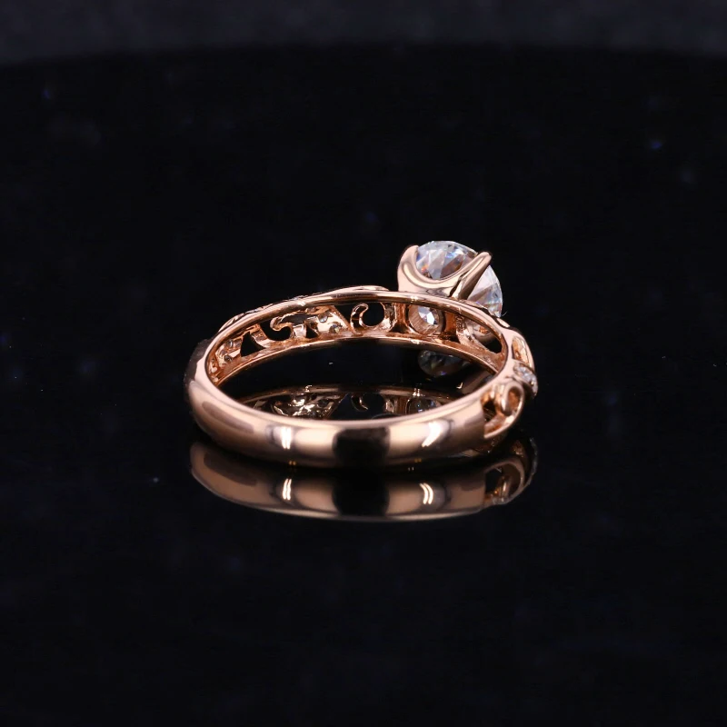 Stargems Pattern Hollow Design Real 9k 10K 14K 18K Yellow White Rose Gold Diamond Ring