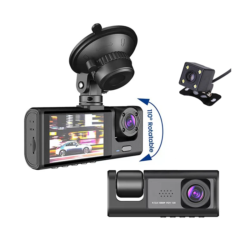 Wholesale Car Black Box Three Lens Cameras 1080p Full Hd Dashcam Video ...