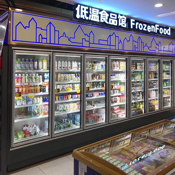 Commercial 6 Glass Door Beer Milk Refrigerator Display Freezer Cabinet Supermarket Multideck Fridge Chiller Upright Freezer