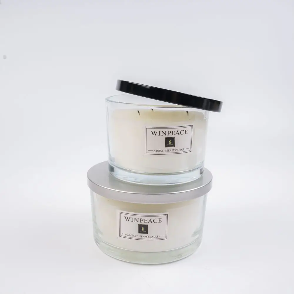 Private Label Candle with Package Large Scented 3 Wick Big Candle with Clear Glass Candle Jar