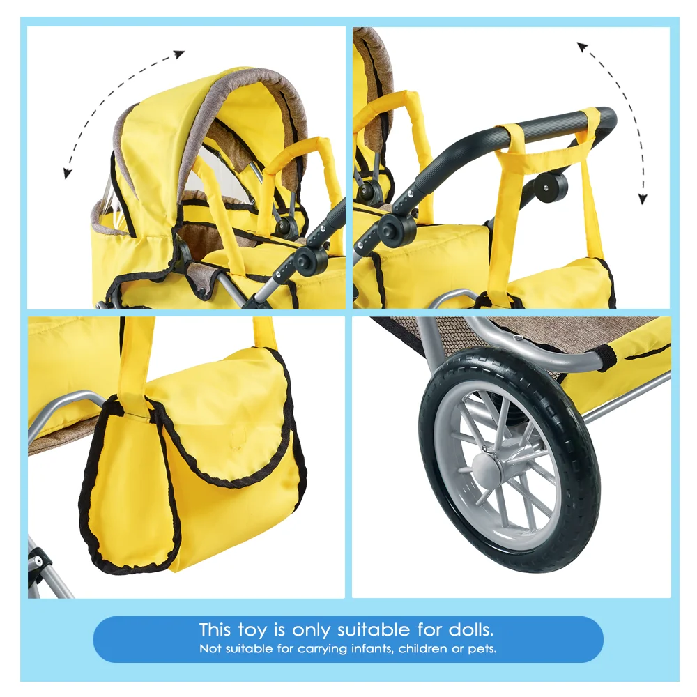 Dollri Starri New Design 2022 Large Combi Doll Pram Toy With Carry Cot and Free Carriage Bag for 5 Years