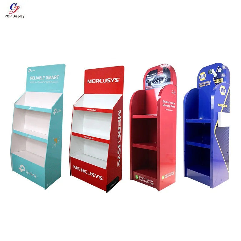 Cyj Custom 4 Tiers Cardboard Display Retail Shop Pos Corrugated Flooring Stand DIY Pop up Supplements Goods Paper Display Rack