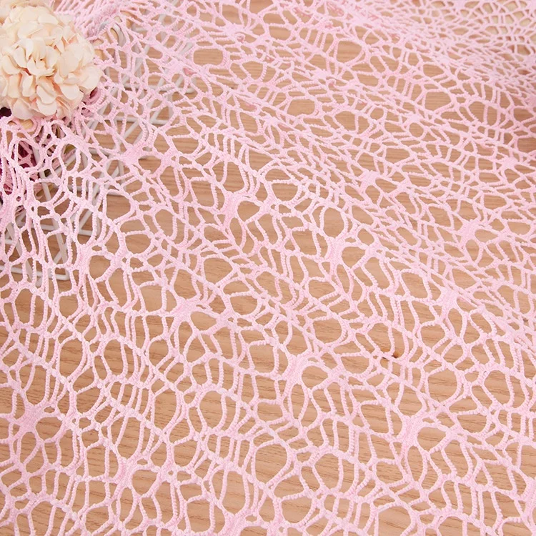 RTS 6 Colors Hollowed Out Polyester Spandex Spider Web Tulle Embroider Mesh Lace Fabric for Stage Fashion Clothing Fabric