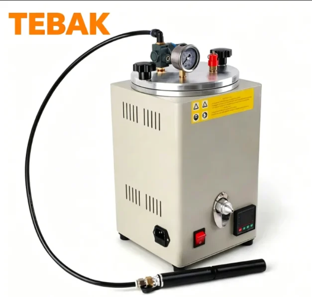 TEBAK  110V/220V Dual Voltage 38cm Vertical Wax Injector with Pressure Gauge for Jewelry Lost Wax Casting