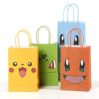 Gift Paper Bag Tote Bag Birthday Party Candy Hand Bag Environmental Protection Kraft Paper Cute Girl Bear Cartoon Recyclable