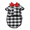 Black and white plaid bow-tie shirt