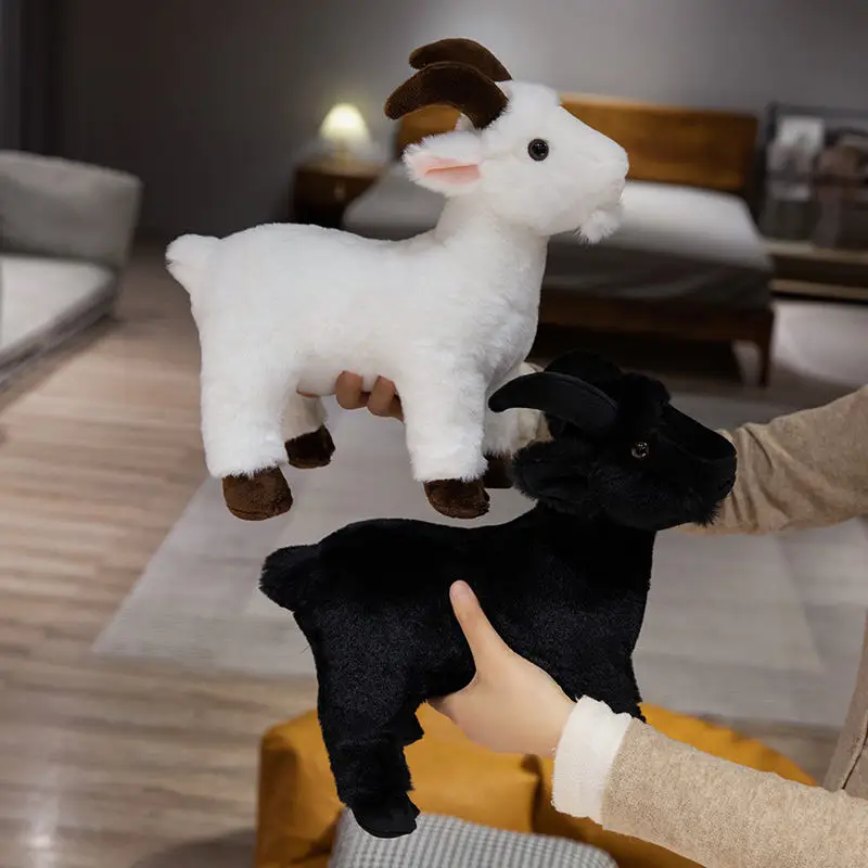 New Super Soft Simulation White Soft Toy Goat Cuddly Black Mountain Goat Stuffed Animal Lifelike Goat Plush Toys Child Gift