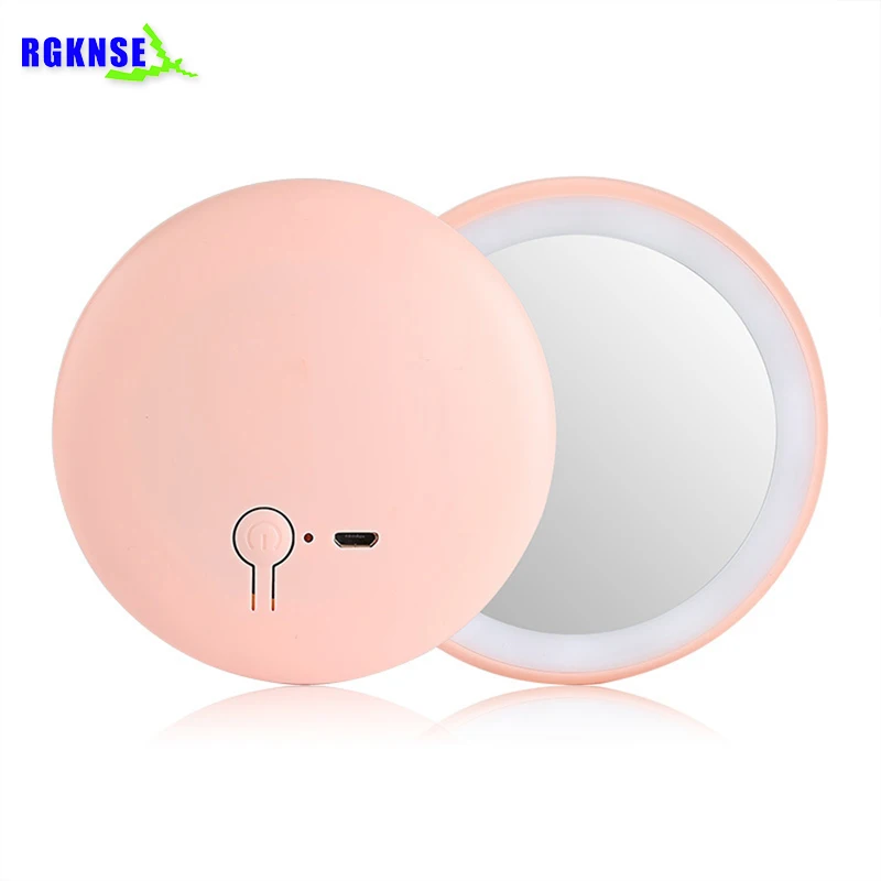 
Портативное Зеркало LED Беспроводная зарядка через USB макияж зеркало круговой Многофункциональный компактный зондирования освещения косметическое зеркало 