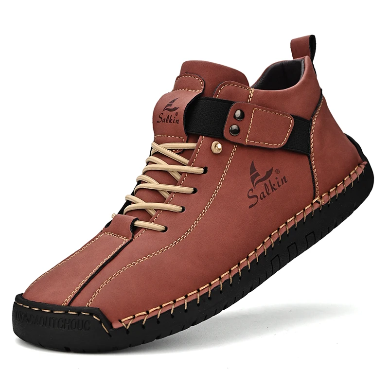 New Arrival Large Size OEM Accept Custom LOGO Hand Made Microfiber Leather Anti Slip Middle Top Martin Men Casual Boots