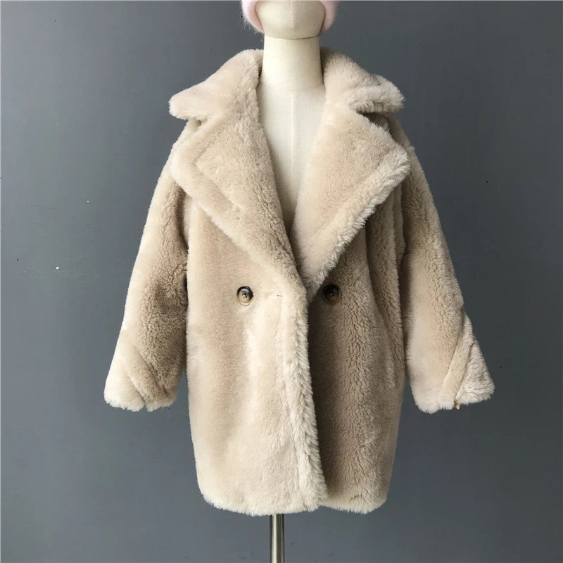 Новая трендовая зимняя куртка Тедди из натуральной овечьей шерсти для девочек и мальчиков оптовая продажа зимнее Детское пальто