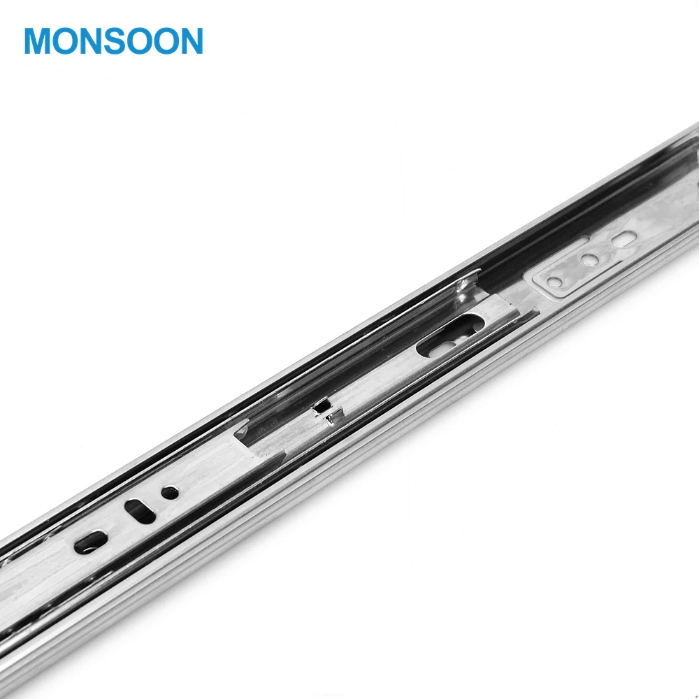 Full Extension ChannelsHardware Fitting Zinc Plated Drawer Slide 35mm Width Drawer Slide Rail for Furniture Kitchen Cabinet