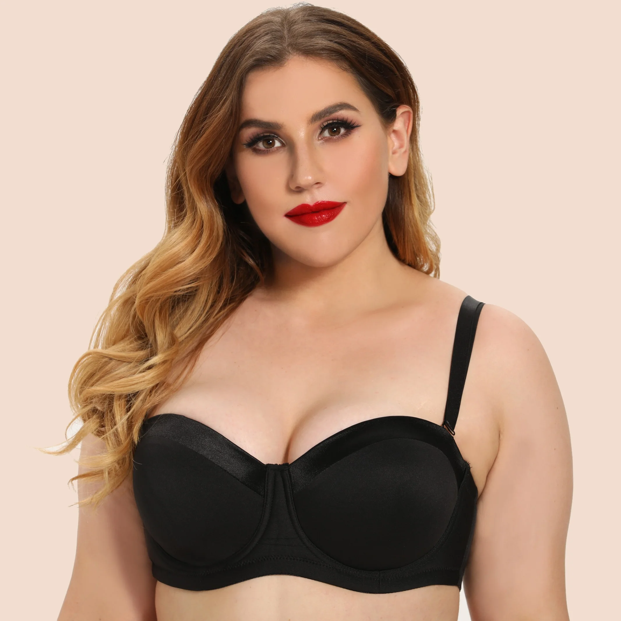 Women's Plus Size Push Up Bra with Convertible Straps