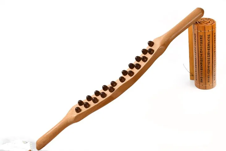 20 Beads Rolling Pin Universal Back Needle Massage Tendons Beech Wood  Scraping Stick Point Treatment Guasha Relax Therapy Tool