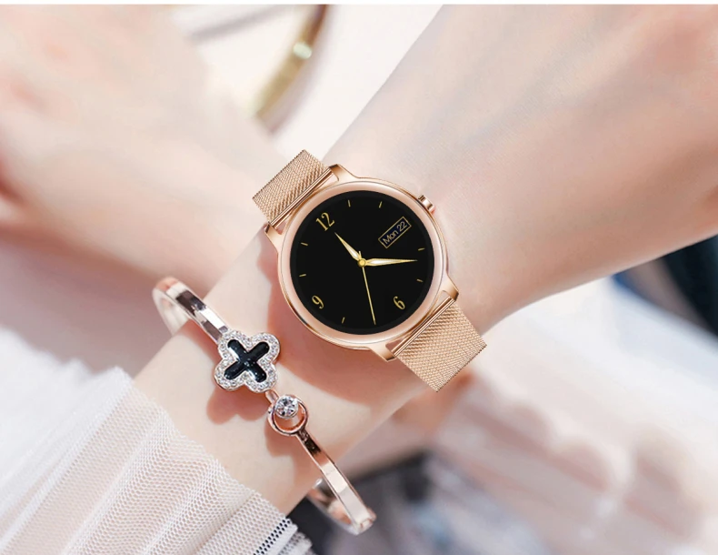 New Luxury Ladies Smart Bracelet with Round Screen Thin Body Stainless Steel Bracelets Women Smart Watch R18_16.jpg