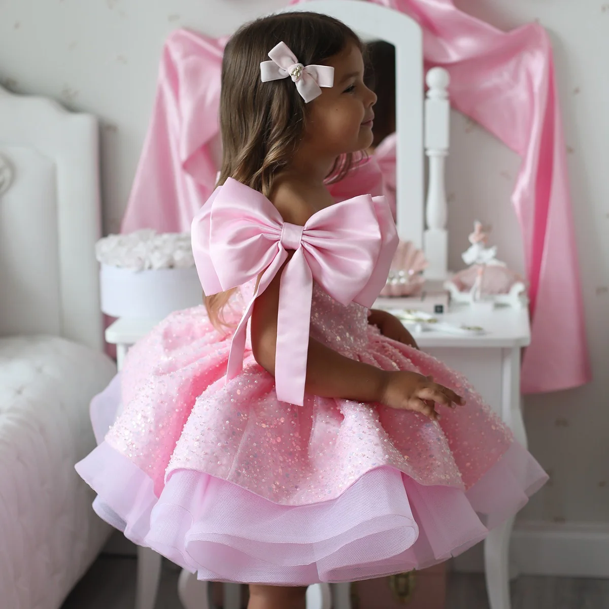 Pink Kids Girls' Party Dress Birthday Baby Girl Outfit Elegant Princess Flower Children Dresses Kids Girls' Wear 2-12 Years Pink Kids Girls' Party Dress Birthday Baby Girl Outfit Elegant Princess Flower Children Dresses Kids Girls' Wear 2-12 Years