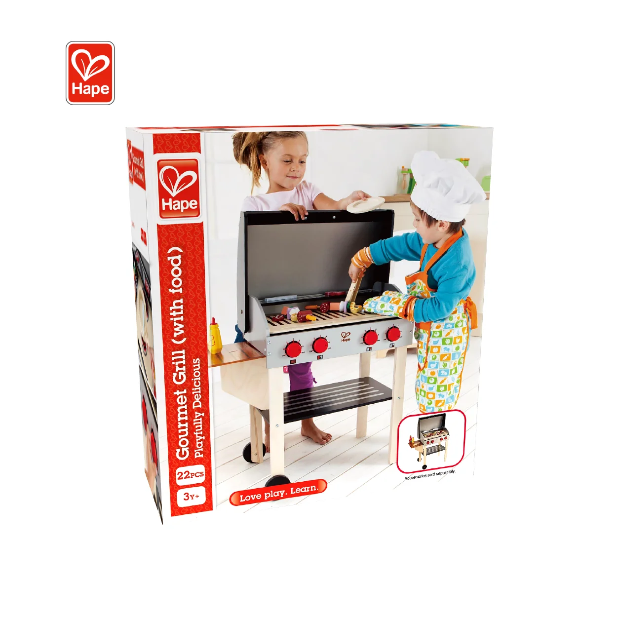 Hape New Design Wooden Bbq Grill Toys for Kids Play Simulation Barbecue Set Large Scene Kitchen