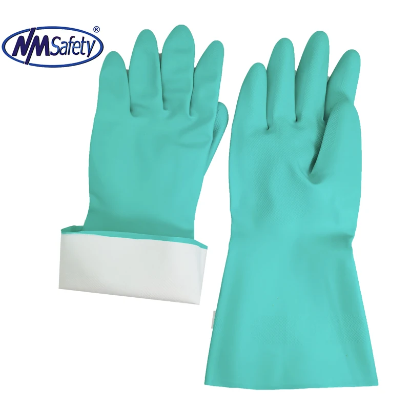 NMSAFETY Free Samples Type a CE 3101X/Long Cuff Nitrile Gloves 15mil/Waterproof Car Wash Gloves/Lined Chemical Gloves Long
