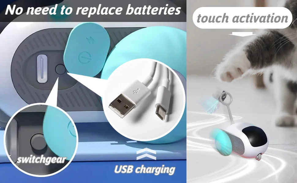 Usb Moving Interactive Remote Control Smart Electric Cat Toy Gravity