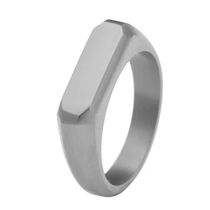 Tizti Jewelry Natural Men's 6mm Matt Signet Ring Rectangular Classic Titanium Wedding Band