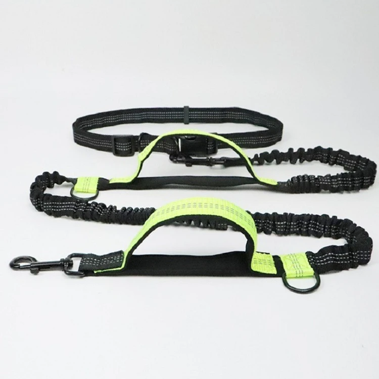 XL Green Hands-Free Dog Leash with Adjustable Waist Belt - Shock Absorbing Bungee Lead