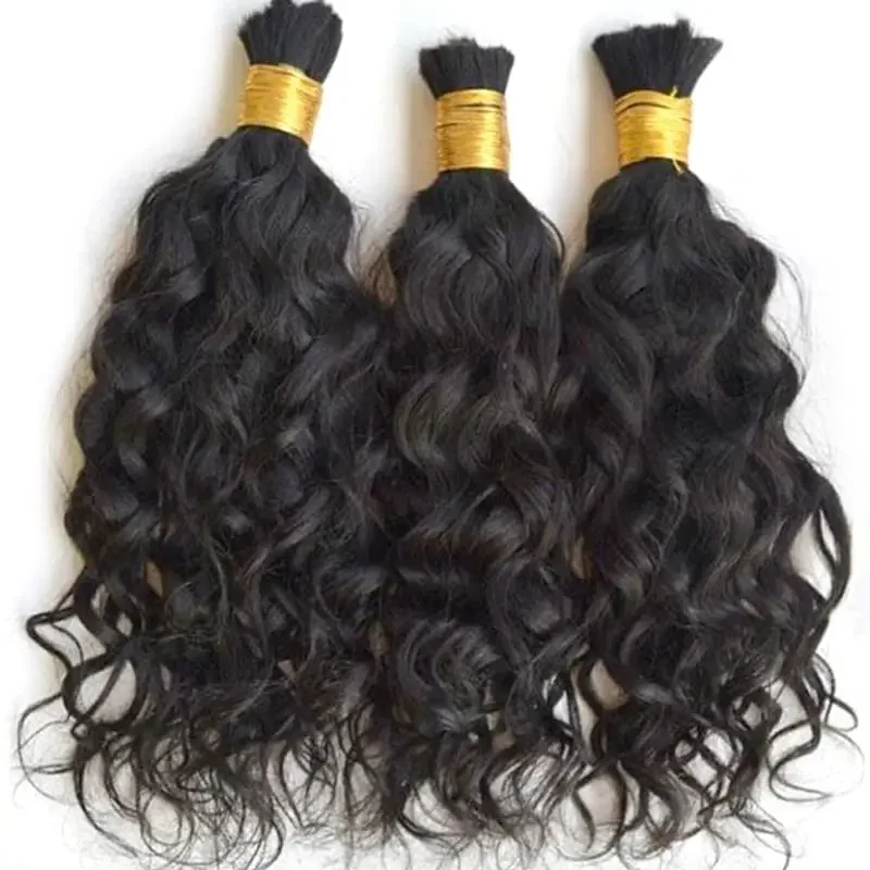 Brazilian Remy Human Hair Bulk for Braiding Water Wave Wet and Wavy Micro Braids Hair Bundles 100g 3Pcs/Lot_voghion.com