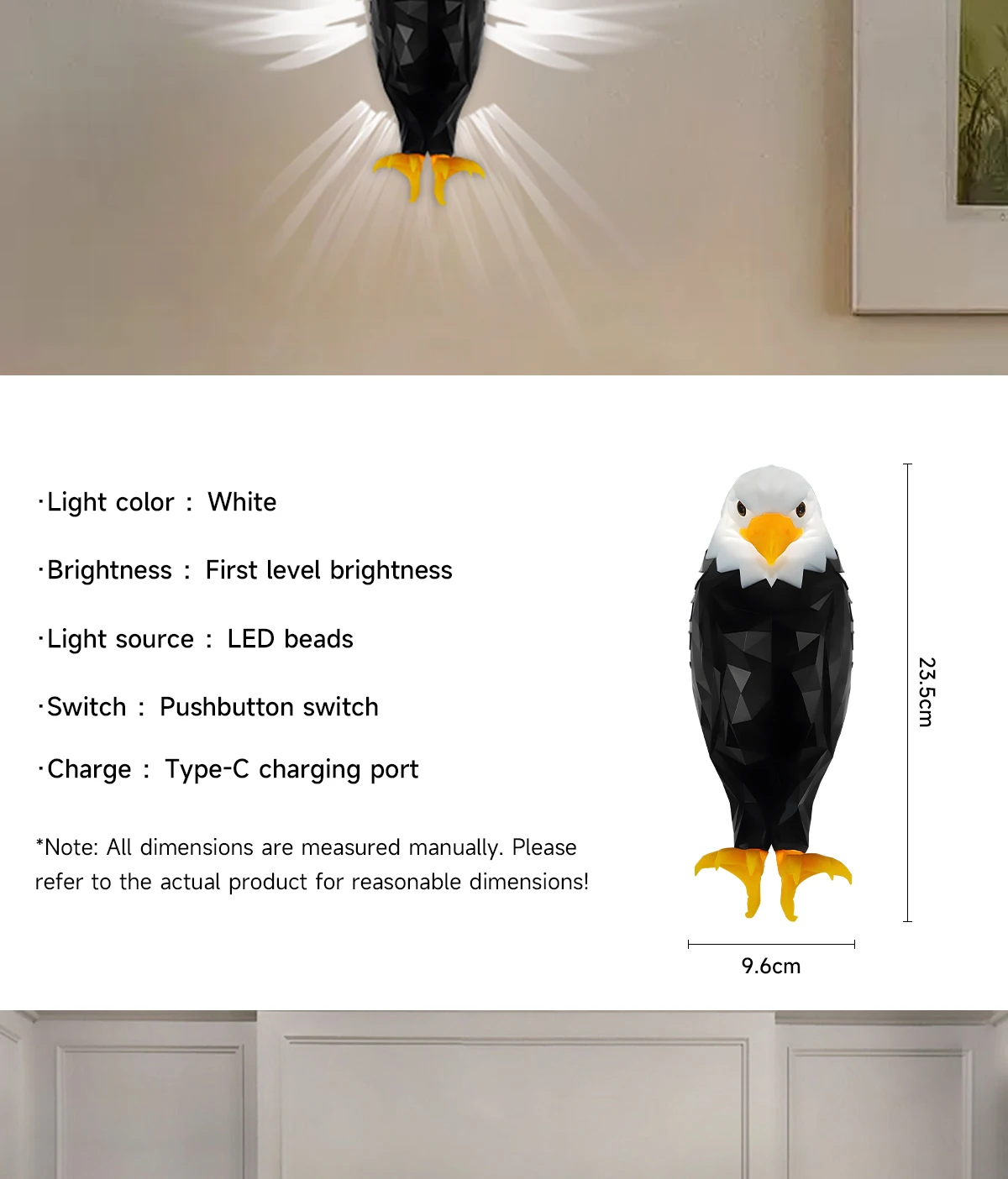 Eagle Wall Lamp Simple Animal Projection Lamp Magnetic Wall Hanging Personality Light Luxury Creative Home Night Light