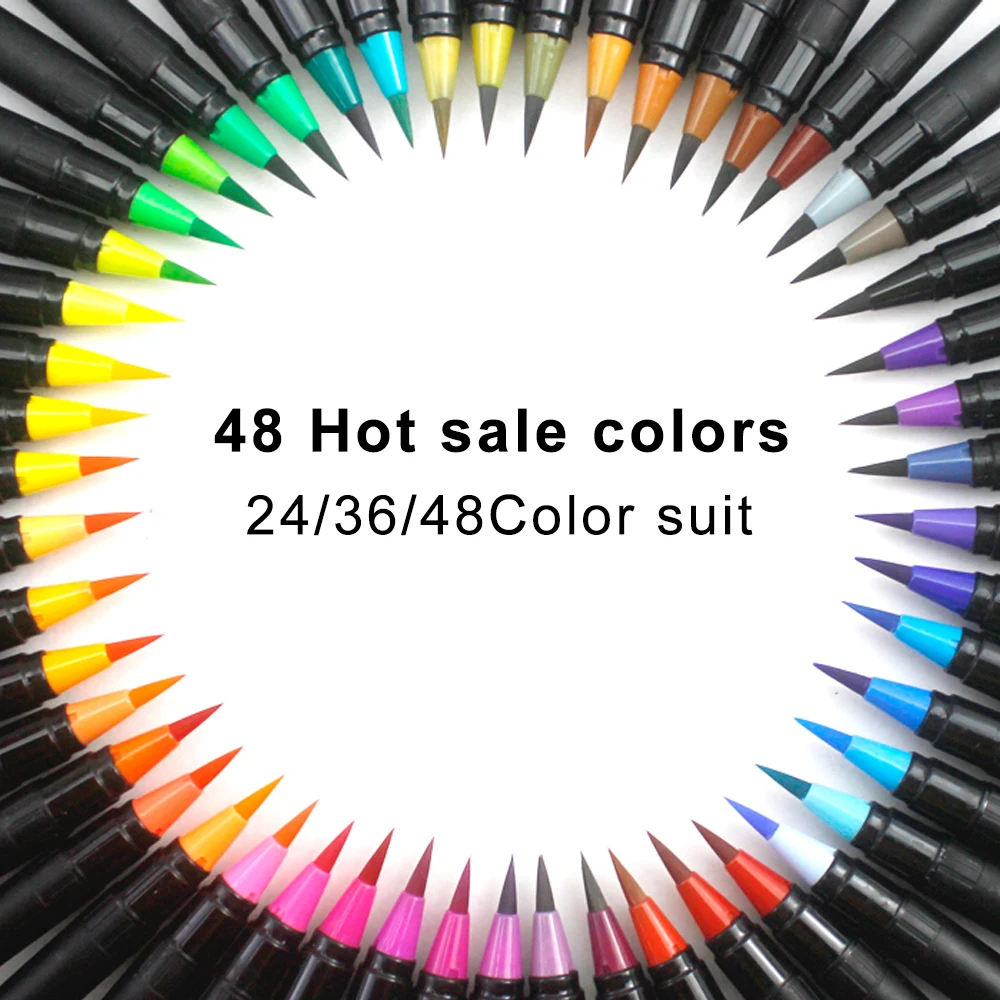 Профессиональные акварельные Мягкие гибкие наконечники KHY подарок для детей 24 цвета мягкие художественные маркеры каллиграфия двойной наконечник акварельная кисть ручка