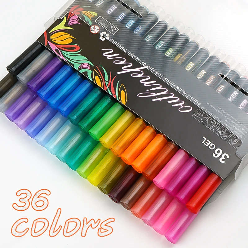 36 Colors Christmas Decor Art Markers Set Unique Valve Structure Double  Line Metallic Pen for Drawing Writing
