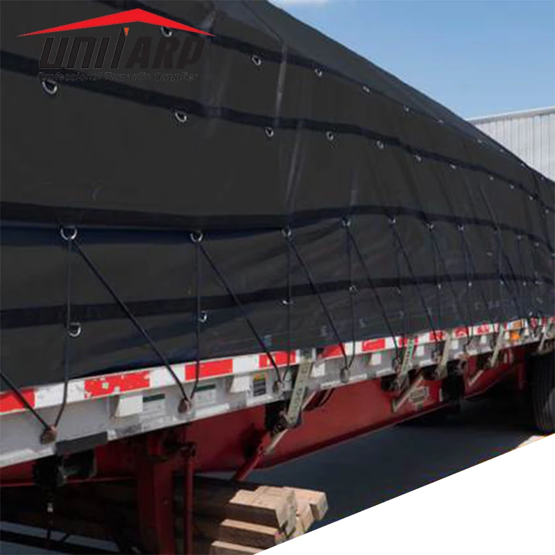 Heavy Duty Truck Flatbed Trailer Tarps 14oz 18oz Lightweight Pvc