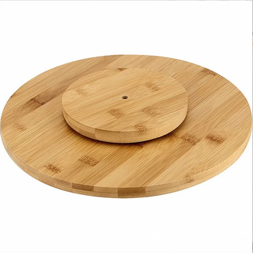 Bamboo Wooden Cake Stand with Rotating Plate