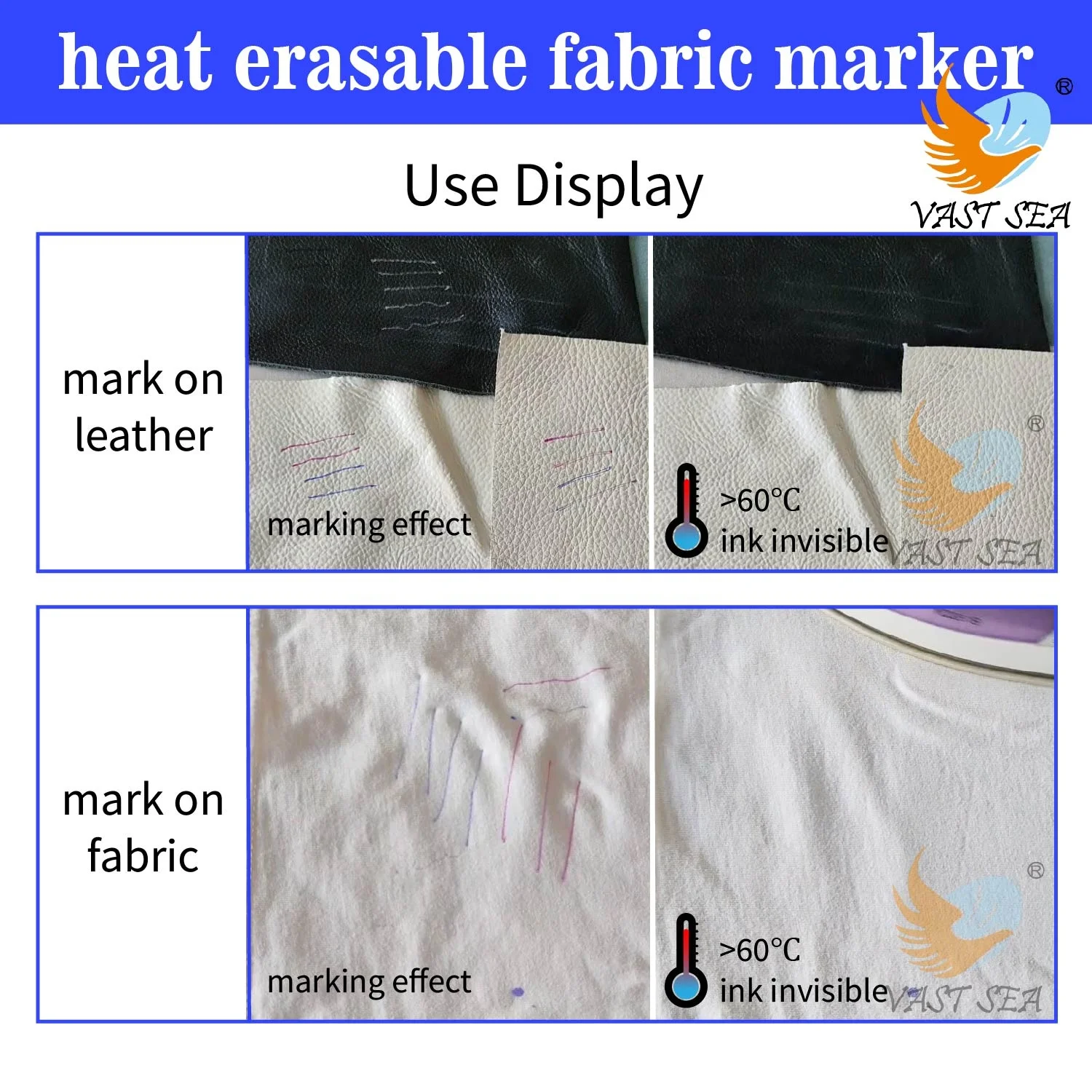 VAST SEA Factory Direct Sale Cheapest High Temperature Heat Erasable Marking Pen Refills Heat Erasable Fabric Marker Pen