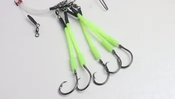 Cheery 5 Demon Circle 6/0 Hooks Midwater Soft Bait Fishing Rig Glow Sleeve Snapper Target Saltwater Fish Ocean Boat Use Fishing – Soft Lure – view 3