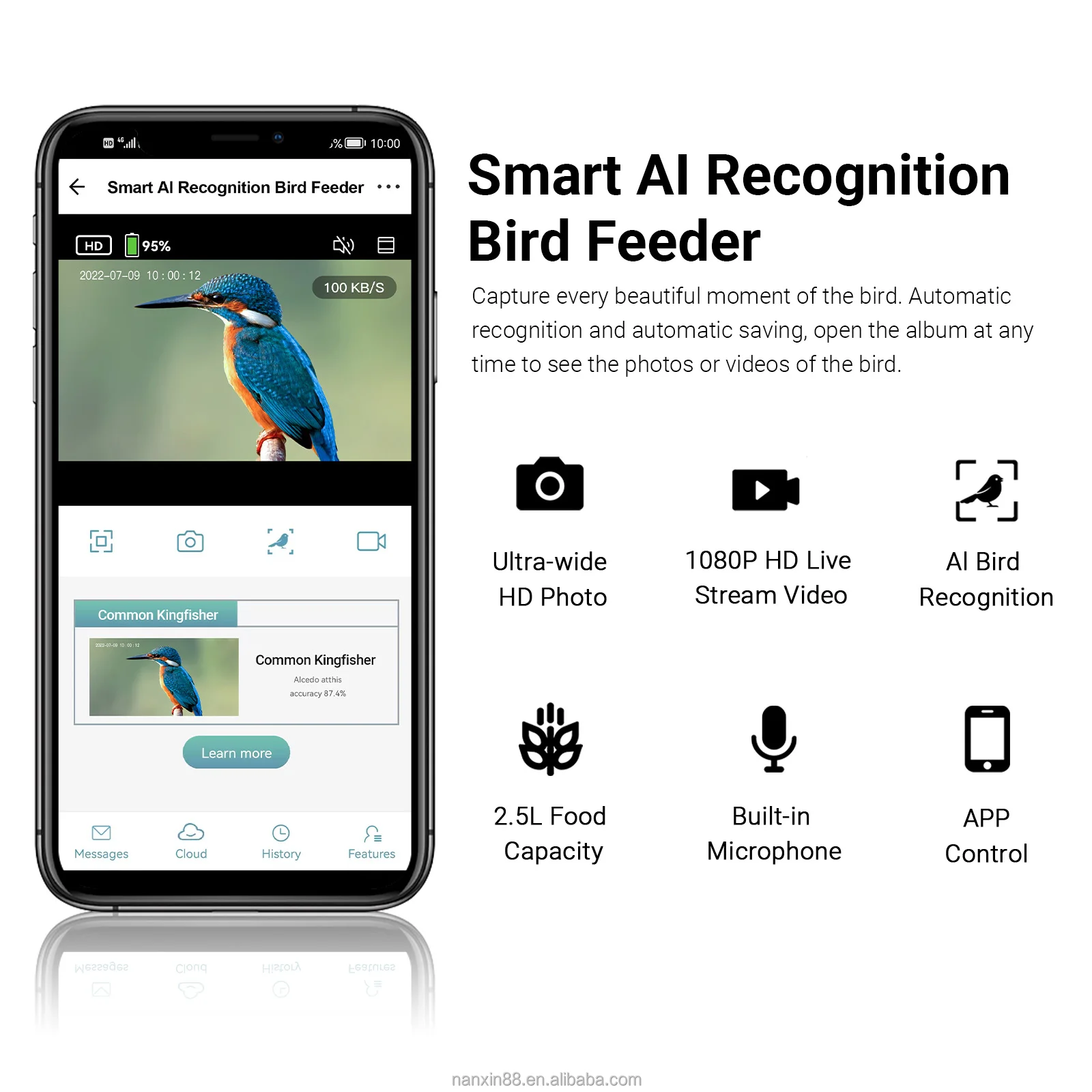 APP Control Smart Bird Feeder with Camera Bird House with Camera for  AI Recognize Bird Species
